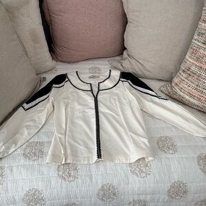 LOFT Black and Cream Blouse